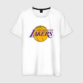 Мужская футболка хлопок с принтом LA LAKERS в городе Новоалтайск, 100% хлопок | прямой крой, круглый вырез горловины, длина до линии бедер, слегка спущенное плечо. | america | basketball | kobe bryant | la | la lakers | lakers | los angeles lakers | nba | usa | баскетбол | кобе брайант | лос анджелес лейкерс | нба | сша