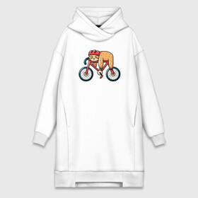 Платье-худи хлопок с принтом Ленивец в городе Новоалтайск,  |  | bike | lazy | sloth | велосипед | ленивец | ленивцы | лень