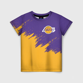 Детская футболка 3D с принтом LA LAKERS в городе Новоалтайск, 100% гипоаллергенный полиэфир | прямой крой, круглый вырез горловины, длина до линии бедер, чуть спущенное плечо, ткань немного тянется | america | basketball | kobe bryant | la | la lakers | lakers | los angeles lakers | nba | usa | баскетбол | кобе брайант | лос анджелес лейкерс | нба | сша
