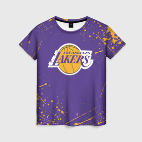 Женская футболка 3D с принтом LA LAKERS в городе Новоалтайск, 100% полиэфир ( синтетическое хлопкоподобное полотно) | прямой крой, круглый вырез горловины, длина до линии бедер | america | basketball | kobe bryant | la | la lakers | lakers | los angeles lakers | nba | usa | баскетбол | кобе брайант | лос анджелес лейкерс | нба | сша