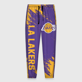 Мужские брюки 3D с принтом LA LAKERS в городе Новоалтайск, 100% полиэстер | манжеты по низу, эластичный пояс регулируется шнурком, по бокам два кармана без застежек, внутренняя часть кармана из мелкой сетки | america | basketball | kobe bryant | la | la lakers | lakers | los angeles lakers | nba | usa | баскетбол | кобе брайант | лос анджелес лейкерс | нба | сша