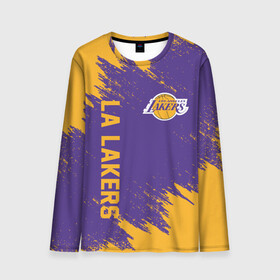 Мужской лонгслив 3D с принтом LA LAKERS в городе Новоалтайск, 100% полиэстер | длинные рукава, круглый вырез горловины, полуприлегающий силуэт | america | basketball | kobe bryant | la | la lakers | lakers | los angeles lakers | nba | usa | баскетбол | кобе брайант | лос анджелес лейкерс | нба | сша