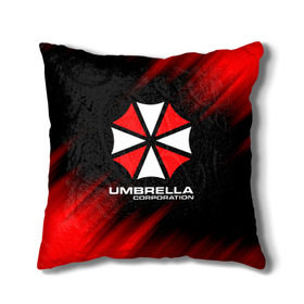 Подушка 3D с принтом Umbrella Corporation в городе Новоалтайск, наволочка – 100% полиэстер, наполнитель – холлофайбер (легкий наполнитель, не вызывает аллергию). | состоит из подушки и наволочки. Наволочка на молнии, легко снимается для стирки | corp | corporation | resident evil | umbrella | umbrella corporation | зомби апокалипсис | зонт | игра