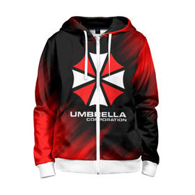 Детская толстовка 3D на молнии с принтом Umbrella Corporation в городе Новоалтайск, 100% полиэстер |  манжеты и пояс оформлены широкой мягкой резинкой, двухслойный капюшон со шнурком для регулировки, спереди карманы и застежка-молния
 | corp | corporation | resident evil | umbrella | umbrella corporation | зомби апокалипсис | зонт | игра