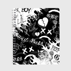 Тетрадь с принтом LIL PEEP в городе Новоалтайск, 100% бумага | 48 листов, плотность листов — 60 г/м2, плотность картонной обложки — 250 г/м2. Листы скреплены сбоку удобной пружинной спиралью. Уголки страниц и обложки скругленные. Цвет линий — светло-серый
 | lil peep | lil prince | pink | зарубежная музыка | лил пип | маленький принц