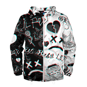 Мужская ветровка 3D с принтом LIL PEEP GLITCH | ЛИЛ ПИП ГЛИТЧ в городе Новоалтайск, 100% полиэстер | подол и капюшон оформлены резинкой с фиксаторами, два кармана без застежек по бокам, один потайной карман на груди | cry dead smile | crybaby | glitch | lil peep | lil prince | pink | глитч | зарубежная музыка | лил пип | маленький принц