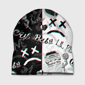 Шапка 3D с принтом LIL PEEP GLITCH | ЛИЛ ПИП ГЛИТЧ в городе Новоалтайск, 100% полиэстер | универсальный размер, печать по всей поверхности изделия | cry dead smile | crybaby | glitch | lil peep | lil prince | pink | глитч | зарубежная музыка | лил пип | маленький принц