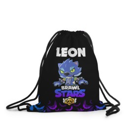 Рюкзак-мешок 3D с принтом Brawl stars leon оборотень в городе Новоалтайск, 100% полиэстер | плотность ткани — 200 г/м2, размер — 35 х 45 см; лямки — толстые шнурки, застежка на шнуровке, без карманов и подкладки | bea | bib | brawl stars | crow | el brown | leon | max | nita | sally leon | shark | акула | биа | биби | бравл старс | ворон | игра | леон | макс | нита | оборотень | салли леон | сэлли леон | шарк | эл браун