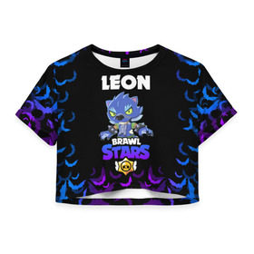 Женская футболка Crop-top 3D с принтом Brawl stars leon оборотень в городе Новоалтайск, 100% полиэстер | круглая горловина, длина футболки до линии талии, рукава с отворотами | bea | bib | brawl stars | crow | el brown | leon | max | nita | sally leon | shark | акула | биа | биби | бравл старс | ворон | игра | леон | макс | нита | оборотень | салли леон | сэлли леон | шарк | эл браун