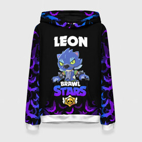 Женская толстовка 3D с принтом Brawl stars leon оборотень в городе Новоалтайск, 100% полиэстер  | двухслойный капюшон со шнурком для регулировки, мягкие манжеты на рукавах и по низу толстовки, спереди карман-кенгуру с мягким внутренним слоем. | bea | bib | brawl stars | crow | el brown | leon | max | nita | sally leon | shark | акула | биа | биби | бравл старс | ворон | игра | леон | макс | нита | оборотень | салли леон | сэлли леон | шарк | эл браун