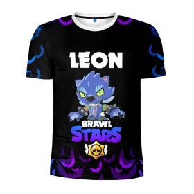 Мужская футболка 3D спортивная с принтом Brawl stars leon оборотень в городе Новоалтайск, 100% полиэстер с улучшенными характеристиками | приталенный силуэт, круглая горловина, широкие плечи, сужается к линии бедра | Тематика изображения на принте: bea | bib | brawl stars | crow | el brown | leon | max | nita | sally leon | shark | акула | биа | биби | бравл старс | ворон | игра | леон | макс | нита | оборотень | салли леон | сэлли леон | шарк | эл браун