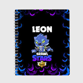 Тетрадь с принтом Brawl stars leon оборотень в городе Новоалтайск, 100% бумага | 48 листов, плотность листов — 60 г/м2, плотность картонной обложки — 250 г/м2. Листы скреплены сбоку удобной пружинной спиралью. Уголки страниц и обложки скругленные. Цвет линий — светло-серый
 | bea | bib | brawl stars | crow | el brown | leon | max | nita | sally leon | shark | акула | биа | биби | бравл старс | ворон | игра | леон | макс | нита | оборотень | салли леон | сэлли леон | шарк | эл браун