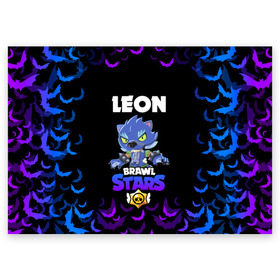 Поздравительная открытка с принтом Brawl stars leon оборотень в городе Новоалтайск, 100% бумага | плотность бумаги 280 г/м2, матовая, на обратной стороне линовка и место для марки
 | bea | bib | brawl stars | crow | el brown | leon | max | nita | sally leon | shark | акула | биа | биби | бравл старс | ворон | игра | леон | макс | нита | оборотень | салли леон | сэлли леон | шарк | эл браун