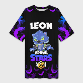 Платье-футболка 3D с принтом Brawl stars leon оборотень в городе Новоалтайск,  |  | bea | bib | brawl stars | crow | el brown | leon | max | nita | sally leon | shark | акула | биа | биби | бравл старс | ворон | игра | леон | макс | нита | оборотень | салли леон | сэлли леон | шарк | эл браун