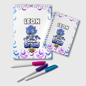 Блокнот с принтом Brawl stars leon оборотень в городе Новоалтайск, 100% бумага | 48 листов, плотность листов — 60 г/м2, плотность картонной обложки — 250 г/м2. Листы скреплены удобной пружинной спиралью. Цвет линий — светло-серый
 | bea | bib | brawl stars | crow | el brown | leon | max | nita | sally leon | shark | акула | биа | биби | бравл старс | ворон | игра | леон | макс | нита | оборотень | салли леон | сэлли леон | шарк | эл браун