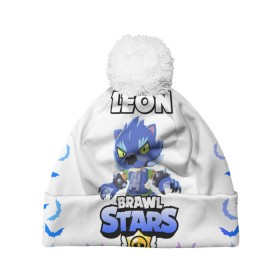 Шапка 3D c помпоном с принтом Brawl stars leon оборотень в городе Новоалтайск, 100% полиэстер | универсальный размер, печать по всей поверхности изделия | Тематика изображения на принте: bea | bib | brawl stars | crow | el brown | leon | max | nita | sally leon | shark | акула | биа | биби | бравл старс | ворон | игра | леон | макс | нита | оборотень | салли леон | сэлли леон | шарк | эл браун