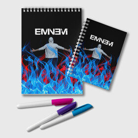 Блокнот с принтом EMINEM в городе Новоалтайск, 100% бумага | 48 листов, плотность листов — 60 г/м2, плотность картонной обложки — 250 г/м2. Листы скреплены удобной пружинной спиралью. Цвет линий — светло-серый
 | Тематика изображения на принте: eminem | marshall bruce mathers | rap | зарубежный реп | маршалл брюс мэтерс | музыка | реп | рэпер | эминем