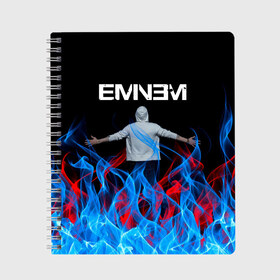 Тетрадь с принтом EMINEM в городе Новоалтайск, 100% бумага | 48 листов, плотность листов — 60 г/м2, плотность картонной обложки — 250 г/м2. Листы скреплены сбоку удобной пружинной спиралью. Уголки страниц и обложки скругленные. Цвет линий — светло-серый
 | eminem | marshall bruce mathers | rap | зарубежный реп | маршалл брюс мэтерс | музыка | реп | рэпер | эминем