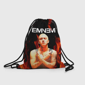 Рюкзак-мешок 3D с принтом EMINEM. в городе Новоалтайск, 100% полиэстер | плотность ткани — 200 г/м2, размер — 35 х 45 см; лямки — толстые шнурки, застежка на шнуровке, без карманов и подкладки | Тематика изображения на принте: eminem | marshall bruce mathers | rap | зарубежный реп | маршалл брюс мэтерс | музыка | реп | рэпер | эминем