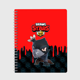 Тетрадь с принтом BRAWL STARS CROW в городе Новоалтайск, 100% бумага | 48 листов, плотность листов — 60 г/м2, плотность картонной обложки — 250 г/м2. Листы скреплены сбоку удобной пружинной спиралью. Уголки страниц и обложки скругленные. Цвет линий — светло-серый
 | bea | bibi | brawl stars | colt | crow | el brown | leon | leon shark | max | nita | sally leon | shark | акула | беа | берли | биби | бравл старс | браун | ворон | кольт | леон | леон акула | макс | нита | шелли