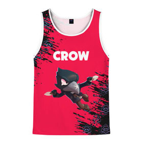 Мужская майка 3D с принтом BRAWL STARS CROW. в городе Новоалтайск, 100% полиэстер | круглая горловина, приталенный силуэт, длина до линии бедра. Пройма и горловина окантованы тонкой бейкой | Тематика изображения на принте: bea | bibi | brawl stars | colt | crow | el brown | leon | leon shark | max | nita | sally leon | shark | акула | беа | берли | биби | бравл старс | браун | ворон | кольт | леон | леон акула | макс | нита | шелли