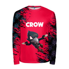 Мужской лонгслив 3D с принтом BRAWL STARS CROW. в городе Новоалтайск, 100% полиэстер | длинные рукава, круглый вырез горловины, полуприлегающий силуэт | Тематика изображения на принте: bea | bibi | brawl stars | colt | crow | el brown | leon | leon shark | max | nita | sally leon | shark | акула | беа | берли | биби | бравл старс | браун | ворон | кольт | леон | леон акула | макс | нита | шелли