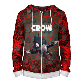 Мужская толстовка 3D на молнии с принтом BRAWL STARS CROW. в городе Новоалтайск, 100% полиэстер | длина до линии бедра, манжеты и пояс оформлены мягкой тканевой резинкой, двухслойный капюшон со шнурком для регулировки, спереди молния, по бокам два кармана | bea | bibi | brawl stars | colt | crow | el brown | leon | leon shark | max | nita | sally leon | shark | акула | беа | берли | биби | бравл старс | браун | ворон | кольт | леон | леон акула | макс | нита | шелли