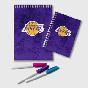 Блокнот с принтом LA LAKERS в городе Новоалтайск, 100% бумага | 48 листов, плотность листов — 60 г/м2, плотность картонной обложки — 250 г/м2. Листы скреплены удобной пружинной спиралью. Цвет линий — светло-серый
 | Тематика изображения на принте: america | basketball | kobe bryant | la | la lakers | lakers | los angeles lakers | nba | usa | баскетбол | кобе брайант | лос анджелес лейкерс | нба | сша