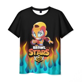 Мужская футболка 3D с принтом BRAWL STARS MAX. в городе Новоалтайск, 100% полиэфир | прямой крой, круглый вырез горловины, длина до линии бедер | Тематика изображения на принте: bea | bibi | brawl stars | colt | crow | el brown | leon | leon shark | max | nita | sally leon | shark | акула | беа | берли | биби | бравл старс | браун | ворон | кольт | леон | леон акула | макс | нита | шелли