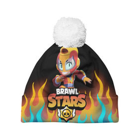 Шапка 3D c помпоном с принтом BRAWL STARS MAX. в городе Новоалтайск, 100% полиэстер | универсальный размер, печать по всей поверхности изделия | Тематика изображения на принте: bea | bibi | brawl stars | colt | crow | el brown | leon | leon shark | max | nita | sally leon | shark | акула | беа | берли | биби | бравл старс | браун | ворон | кольт | леон | леон акула | макс | нита | шелли