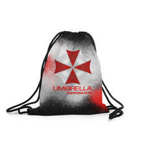 Рюкзак-мешок 3D с принтом UMBRELLA CORP в городе Новоалтайск, 100% полиэстер | плотность ткани — 200 г/м2, размер — 35 х 45 см; лямки — толстые шнурки, застежка на шнуровке, без карманов и подкладки | biohazard | biohazard 7 | crocodile | fang | game | hand | monster | new umbrella | resident evil | resident evil 7 | umbrella | umbrella corp | umbrella corporation | zombie | обитель