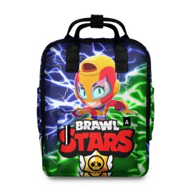 Женский рюкзак 3D с принтом BRAWL STARS MAX в городе Новоалтайск, 100% полиэстер | лямки с регулируемой длиной, сверху ручки, чтобы рюкзак нести как сумку. Основное отделение закрывается на молнию, как и внешний карман. Внутри два дополнительных кармана, один из которых закрывается на молнию. По бокам два дополнительных кармашка, куда поместится маленькая бутылочка
 | 8 | 8bit | bit | brawlstars | crow | leon | leonskin | max | mr p | sally | shark | virus | бит | бравлстарc | бравлстарз | динамайк | игра | игры | леон | макс | мистер пи | молнии | мультик | старз