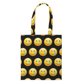 Шоппер 3D с принтом New Emoji в городе Новоалтайск, 100% полиэстер | Плотность: 200 г/м2; Размер: 34×35 см; Высота лямок: 30 см | crying | emoji | smile | smiling face with tear | tear | плачущий | слеза | смайлик | улыбка | эмодзи