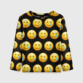 Детский лонгслив 3D с принтом New Emoji в городе Новоалтайск, 100% полиэстер | длинные рукава, круглый вырез горловины, полуприлегающий силуэт
 | crying | emoji | smile | smiling face with tear | tear | плачущий | слеза | смайлик | улыбка | эмодзи