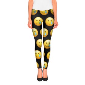 Леггинсы 3D с принтом New Emoji в городе Новоалтайск, 80% полиэстер, 20% эластан | Эластичный пояс, зауженные к низу, низкая посадка | crying | emoji | smile | smiling face with tear | tear | плачущий | слеза | смайлик | улыбка | эмодзи