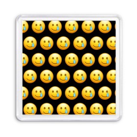 Магнит 55*55 с принтом New Emoji в городе Новоалтайск, Пластик | Размер: 65*65 мм; Размер печати: 55*55 мм | crying | emoji | smile | smiling face with tear | tear | плачущий | слеза | смайлик | улыбка | эмодзи