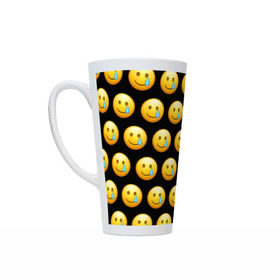 Кружка Латте с принтом New Emoji в городе Новоалтайск, Белая керамика | Объем 480 мл; Высота 150 мм; Диаметр 90 мм | crying | emoji | smile | smiling face with tear | tear | плачущий | слеза | смайлик | улыбка | эмодзи