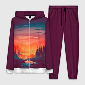 Женский костюм 3D с принтом Minimal forest sunset в городе Новоалтайск,  |  | forest | light | minimal | mountain | orange | purple | stone | sunset | water | вода | горы | закат | минимализм | оранжевый | фиолетовый