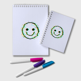Блокнот с принтом Smile в городе Новоалтайск, 100% бумага | 48 листов, плотность листов — 60 г/м2, плотность картонной обложки — 250 г/м2. Листы скреплены удобной пружинной спиралью. Цвет линий — светло-серый
 | Тематика изображения на принте: art | ball | glitch | meme | smile | арт | глитч | интернет | мем | позитив | смайл | смайлик | смех | улыбка | юмор