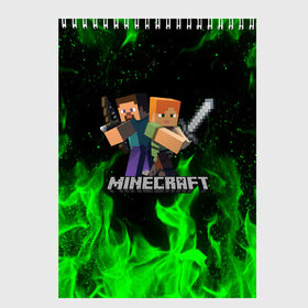 Скетчбук с принтом MINECRAFT в городе Новоалтайск, 100% бумага
 | 48 листов, плотность листов — 100 г/м2, плотность картонной обложки — 250 г/м2. Листы скреплены сверху удобной пружинной спиралью | block | creeper | cube | minecraft | pixel | блок | геометрия | крафт | крипер | кубики | майнкрафт | пиксели