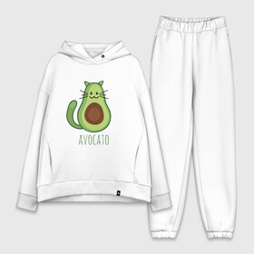 Женский костюм хлопок Oversize с принтом AVOCATO в городе Новоалтайск,  |  | avocado | avocato | avogato | cat | cats | авокадо | авокато | авокот | картинка | картинки | кот | коте | котэ | прикольная | прикольные