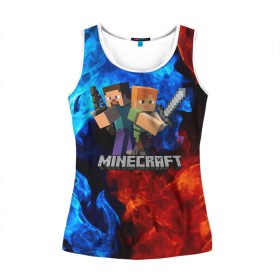 Женская майка 3D с принтом MINECRAFT в городе Новоалтайск, 100% полиэстер | круглая горловина, прямой силуэт, длина до линии бедра | block | creeper | cube | minecraft | pixel | блок | геометрия | крафт | крипер | кубики | майнкрафт | пиксели