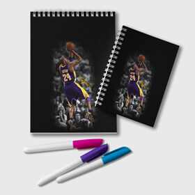 Блокнот с принтом KOBE BRYANT в городе Новоалтайск, 100% бумага | 48 листов, плотность листов — 60 г/м2, плотность картонной обложки — 250 г/м2. Листы скреплены удобной пружинной спиралью. Цвет линий — светло-серый
 | Тематика изображения на принте: america | basketball | kobe bryant | la | la lakers | lakers | los angeles lakers | nba | usa | баскетбол | кобе брайант | лос анджелес лейкерс | нба | сша
