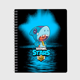 Тетрадь с принтом Brawl stars leon shark в городе Новоалтайск, 100% бумага | 48 листов, плотность листов — 60 г/м2, плотность картонной обложки — 250 г/м2. Листы скреплены сбоку удобной пружинной спиралью. Уголки страниц и обложки скругленные. Цвет линий — светло-серый
 | bea | bib | brawl stars | crow | el brown | leon | max | nita | sally leon | shark | акула | биа | биби | бравл старс | ворон | игра | леон | макс | нита | оборотень | салли леон | сэлли леон | шарк | эл браун