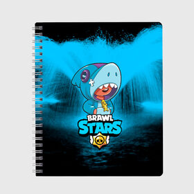 Тетрадь с принтом Brawl stars leon shark в городе Новоалтайск, 100% бумага | 48 листов, плотность листов — 60 г/м2, плотность картонной обложки — 250 г/м2. Листы скреплены сбоку удобной пружинной спиралью. Уголки страниц и обложки скругленные. Цвет линий — светло-серый
 | bea | bib | brawl stars | crow | el brown | leon | max | nita | sally leon | shark | акула | биа | биби | бравл старс | ворон | игра | леон | макс | нита | оборотень | салли леон | сэлли леон | шарк | эл браун