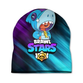 Шапка 3D с принтом BRAWL STARS LEON SHARK в городе Новоалтайск, 100% полиэстер | универсальный размер, печать по всей поверхности изделия | bibi | brawl stars | crow | el brown | leon | leon shark | max | sally leon | shark | stars | werewolf | акула | биби | ворон | леон | оборотень