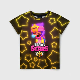 Детская футболка 3D с принтом Brawl Stars Sandy в городе Новоалтайск, 100% гипоаллергенный полиэфир | прямой крой, круглый вырез горловины, длина до линии бедер, чуть спущенное плечо, ткань немного тянется | bea | bo | brawl stars | crow | dynamike | gt max | gt макс | max | mortis | sakura | sally leon | sally леон | sandy | sendy | sleepy sandy | spike | беа | бо | бравл | бравл старс | динамайк | дэррил | звёзды | кроу | леон. leon | макс | меха бо | меха 