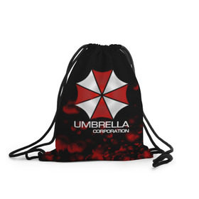 Рюкзак-мешок 3D с принтом UMBRELLA CORP в городе Новоалтайск, 100% полиэстер | плотность ткани — 200 г/м2, размер — 35 х 45 см; лямки — толстые шнурки, застежка на шнуровке, без карманов и подкладки | biohazard | biohazard 7 | crocodile | fang | game | hand | monster | new umbrella | resident evil | resident evil 7 | umbrella | umbrella corp | umbrella corporation | zombie | обитель