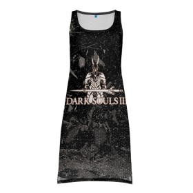 Платье-майка 3D с принтом DARK SOULS в городе Новоалтайск, 100% полиэстер | полуприлегающий силуэт, широкие бретели, круглый вырез горловины, удлиненный подол сзади. | 3d | project dark | боевик | игра | лого | логотип | надпись | экшен | эмблема