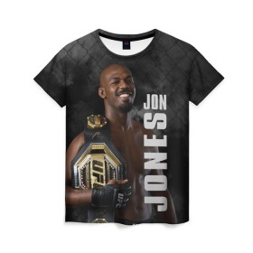 Женская футболка 3D с принтом Jon Jones / Джон Джонс в городе Новоалтайск, 100% полиэфир ( синтетическое хлопкоподобное полотно) | прямой крой, круглый вырез горловины, длина до линии бедер | jon | jon jones | jones | mma | ufc | бои без правил | джон | джон джонс | джонс | микс файт | мма